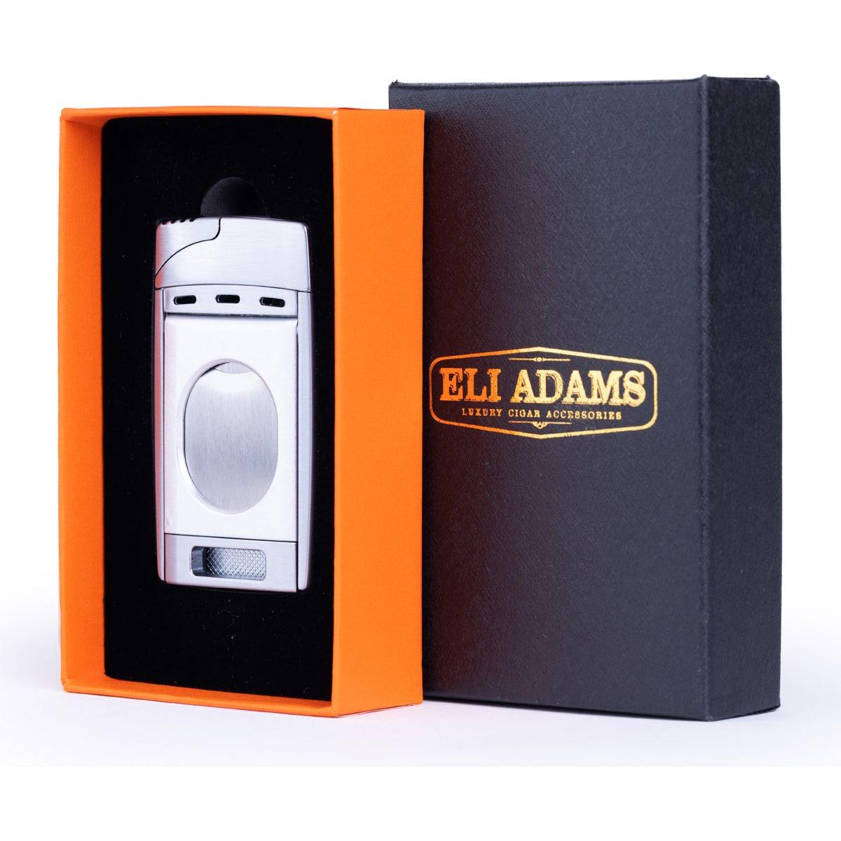 Silver Color Dual Jet Torch Lighter with Cutter Combo