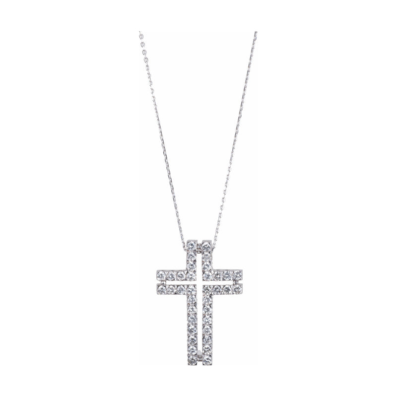 14K White Gold Ladies Diamond Cross PENX017