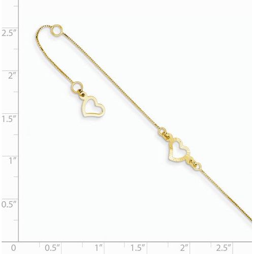 ANKQGANK157-9 14K Adjustable Fancy Heart Anklet