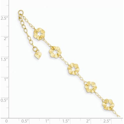 ANKQGANK176-9 14k Adjustable Flower Anklet