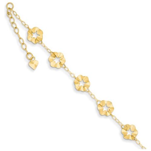 ANKQGANK176-9 14k Adjustable Flower Anklet