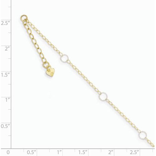 ANKQGANK184-9 14k Two-Tone Adjustable Circle Anklet