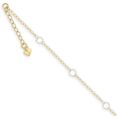 ANKQGANK184-9 14k Two-Tone Adjustable Circle Anklet