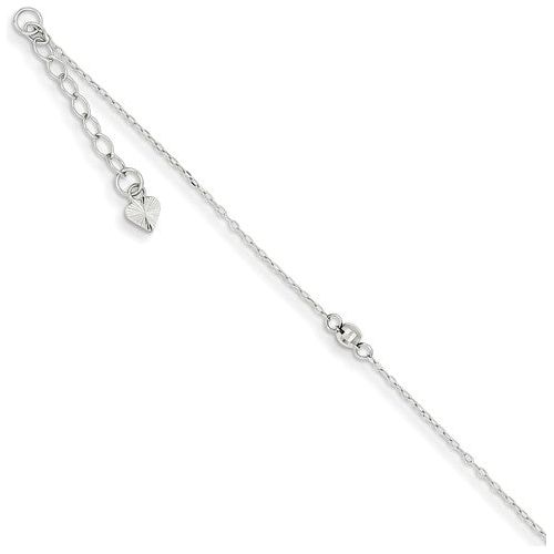 ANKQGANK191-9 14K White Gold Mirror Beaded Anklet