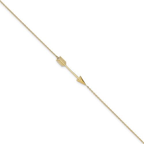ANKQGANK275-9 14K Polished Arrow With 1 IN EXT Anklet
