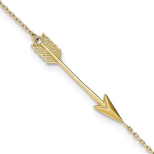 ANKQGANK275-9 14K Polished Arrow With 1 IN EXT Anklet