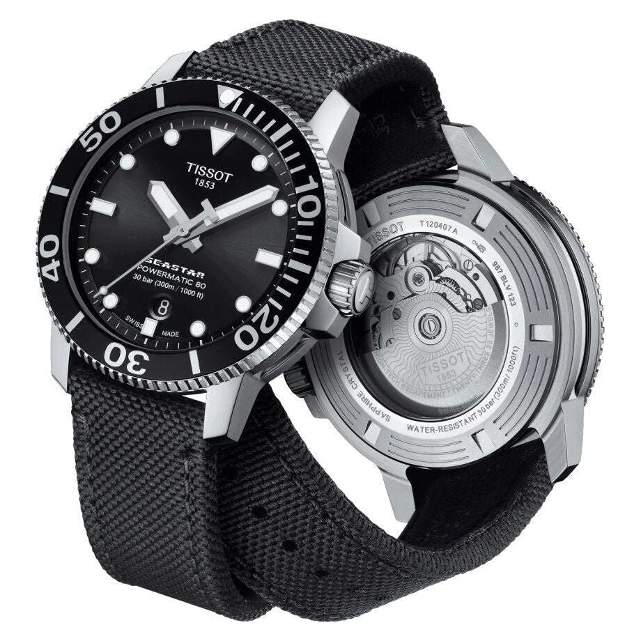 【ジュニア】TISSOT Seastar 腕時計 ブラック Tissot Seastar 1000 Chronograph Matte Black Bracelet Watch, 38mm