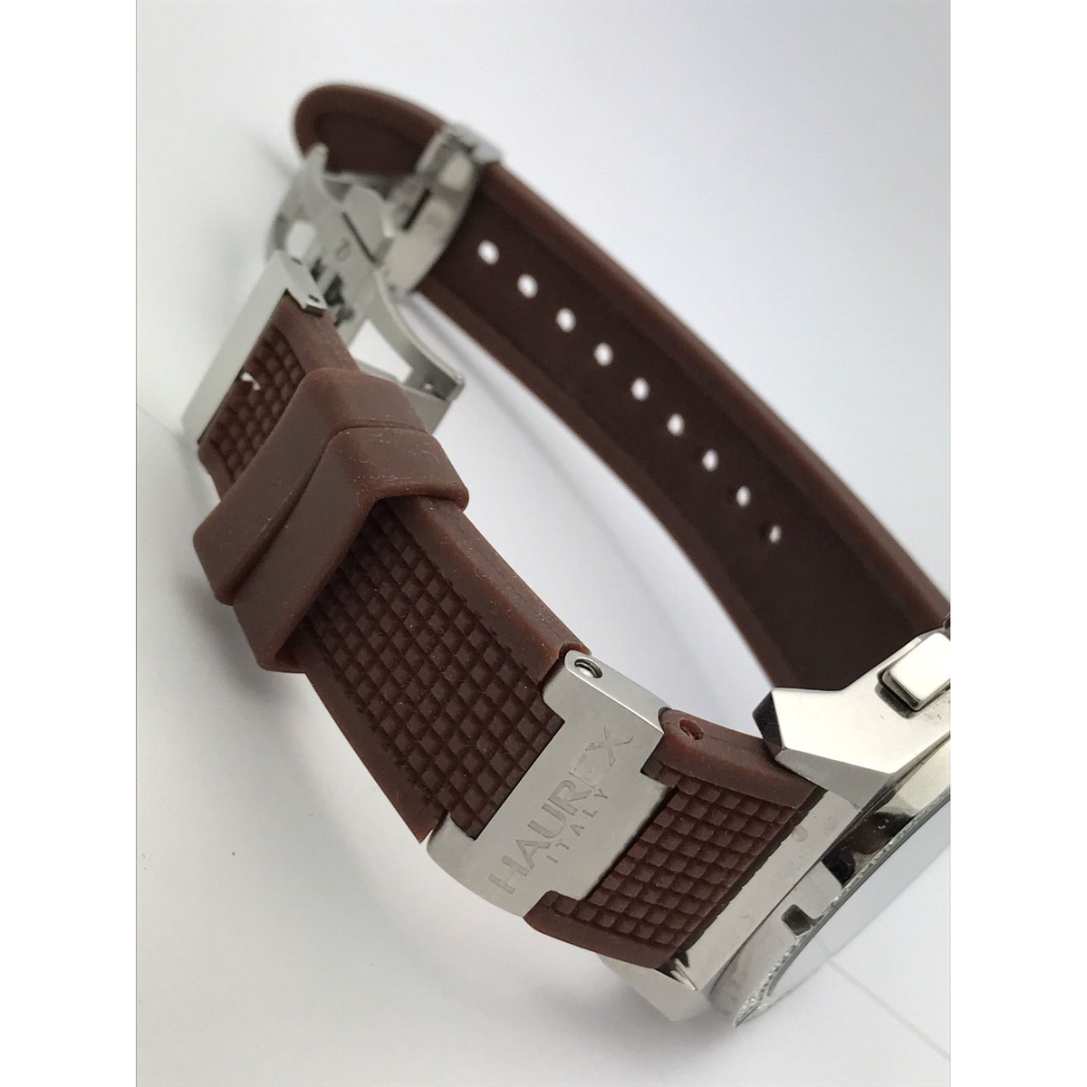 Haurex Italia Challenger Brown Dial and Rubber Chronograph Unisex Watch 1S305DMH
