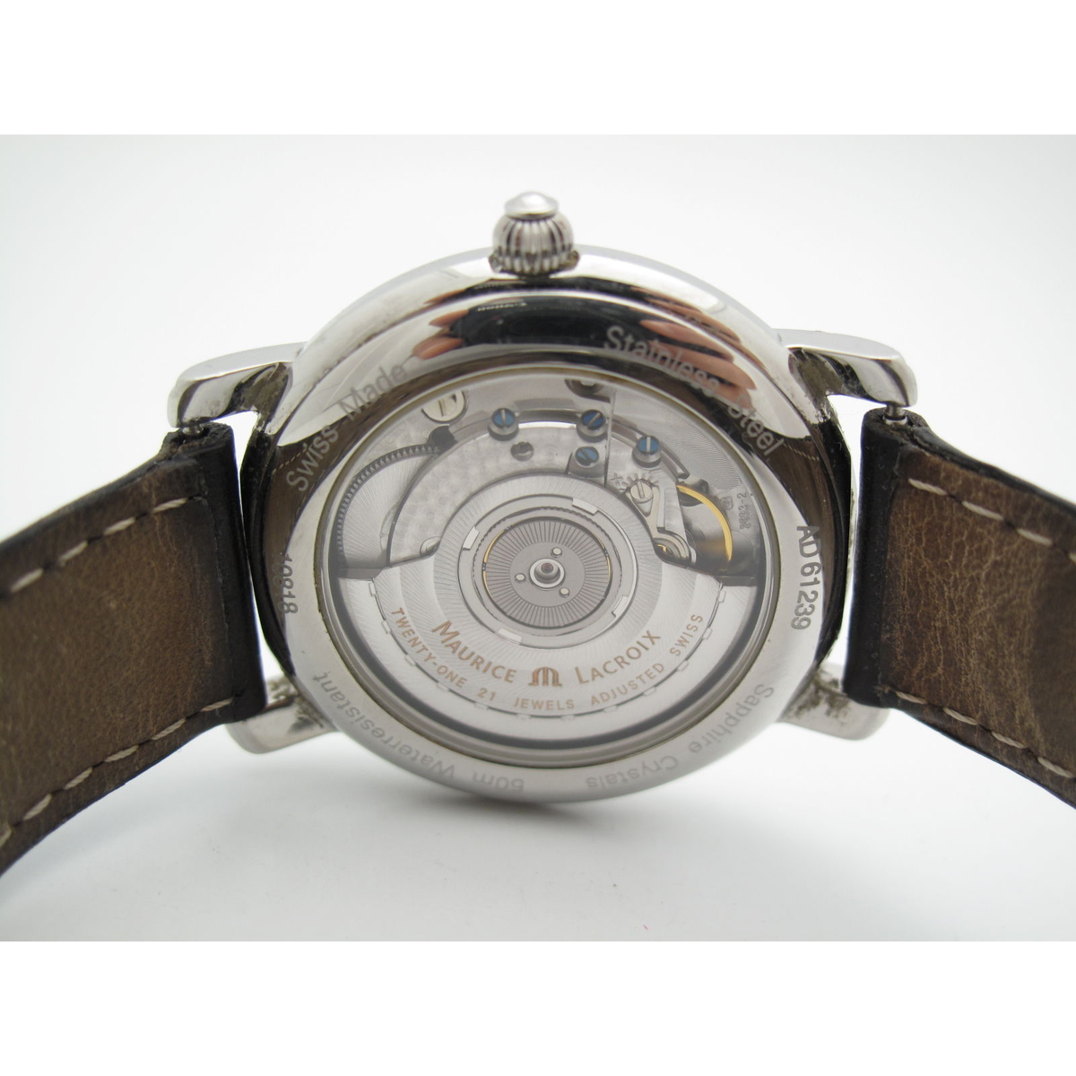 Maurice LaCroix Men's Automatic Black Dial Leather Band Date Watch AD61239