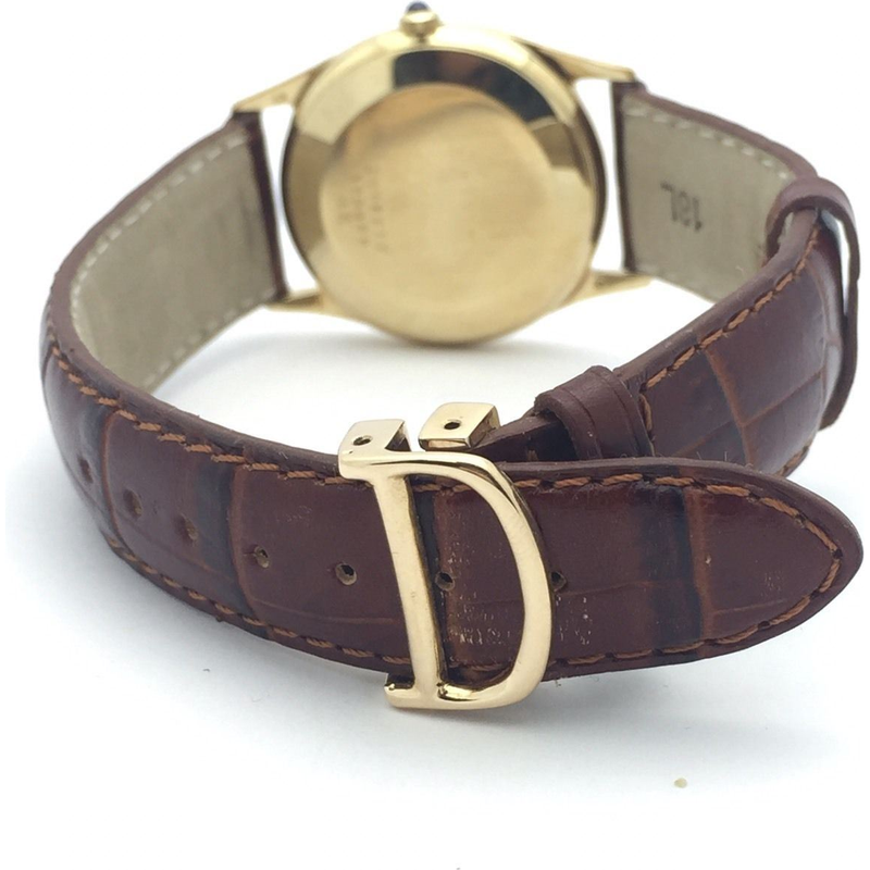 Concord Men's 14K Yellow Gold White Dial Brown Leather Quartz Watch 390099