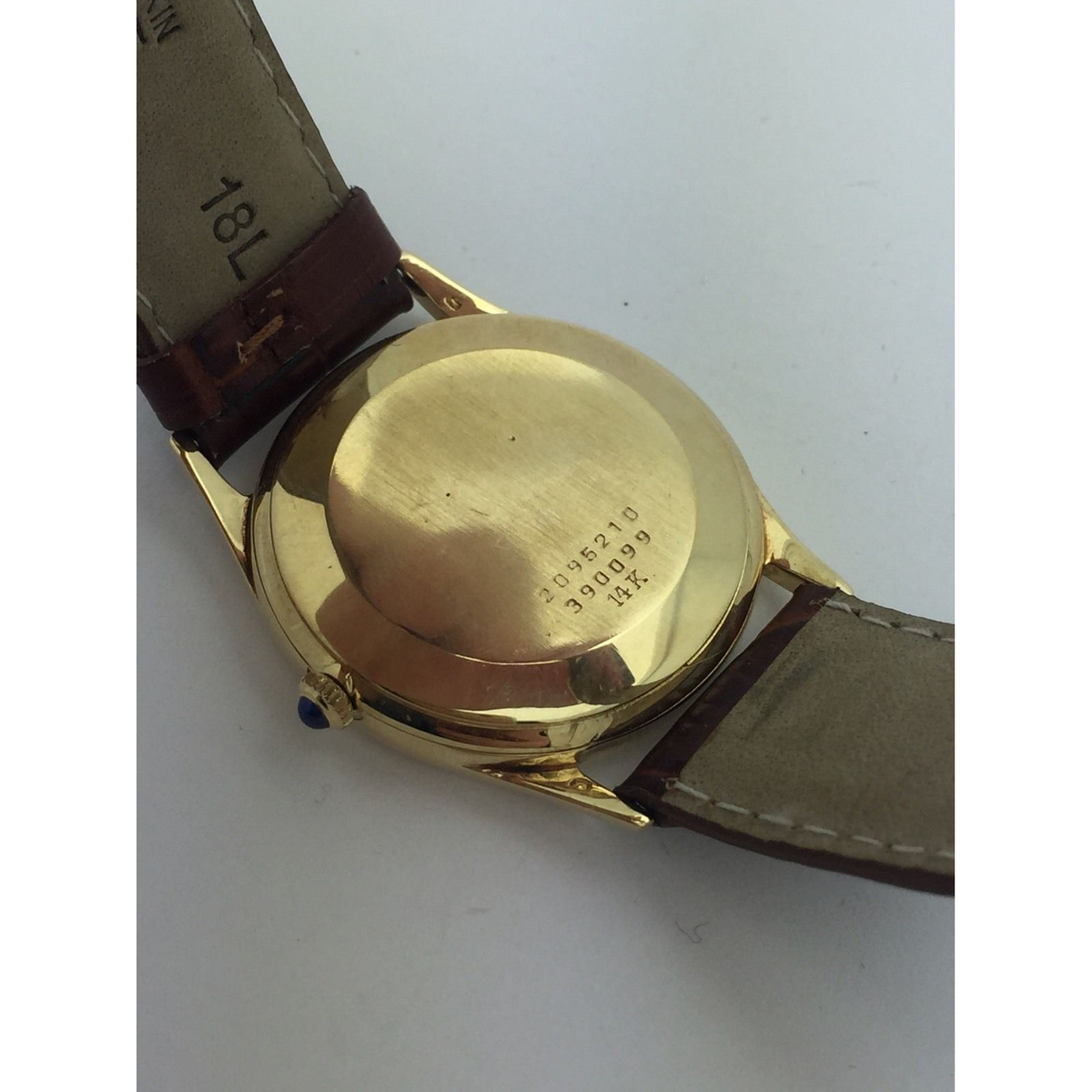 Concord Men's 14K Yellow Gold White Dial Brown Leather Quartz Watch 390099