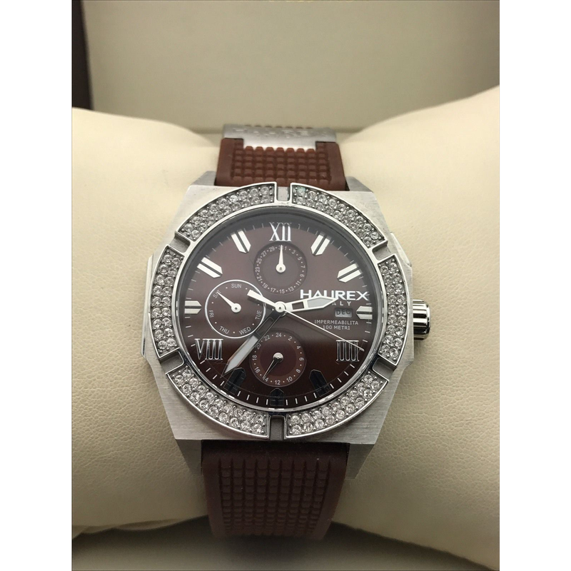 Haurex Italia Challenger Brown Dial and Rubber Chronograph Unisex Watch 1S305DMH