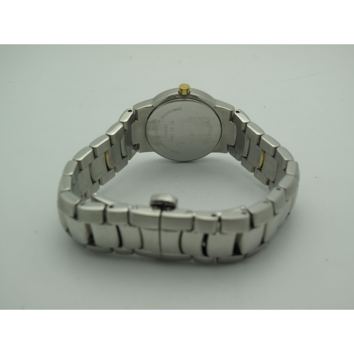 Movado Ladies Black Dial Two Tone Stainless Steel Bracelet Watch 0604871