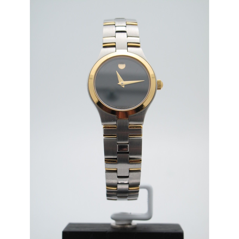 Movado Ladies Juro Black Dial Two Tone Stainless Steel Bracelet Watch 0605031