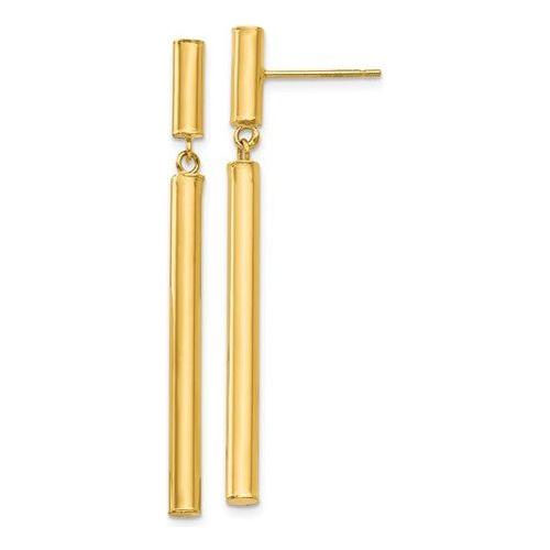EARDDQGE812 14k Fancy Dangle Round Tube Earrings