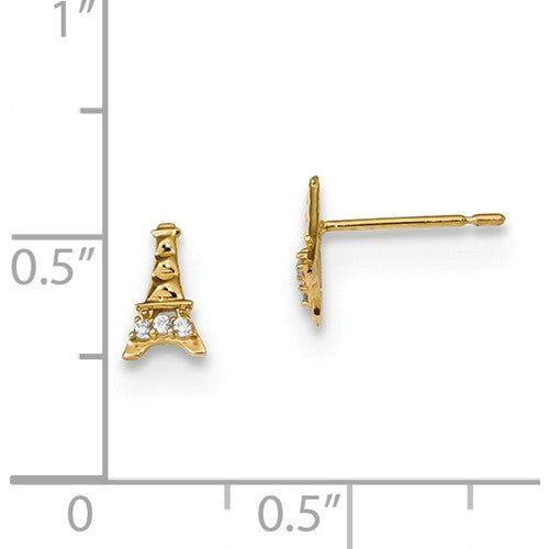EARBBQGGK909 14k Madi K Kids CZ Eiffel Tower Post Earrings