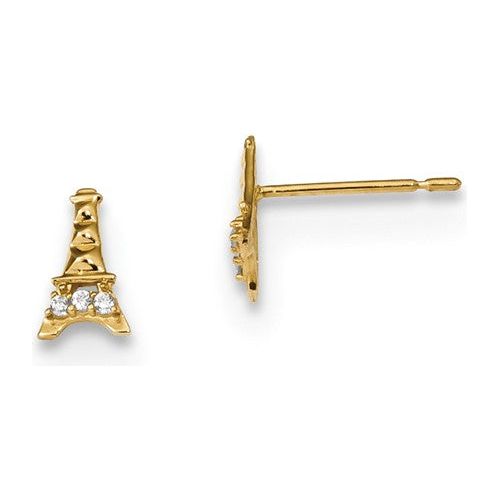 EARBBQGGK909 14k Madi K Kids CZ Eiffel Tower Post Earrings