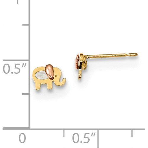 EARBBQGGK957 14k Madi K Two-Tone Childrens MOP Elephant Post Earrings