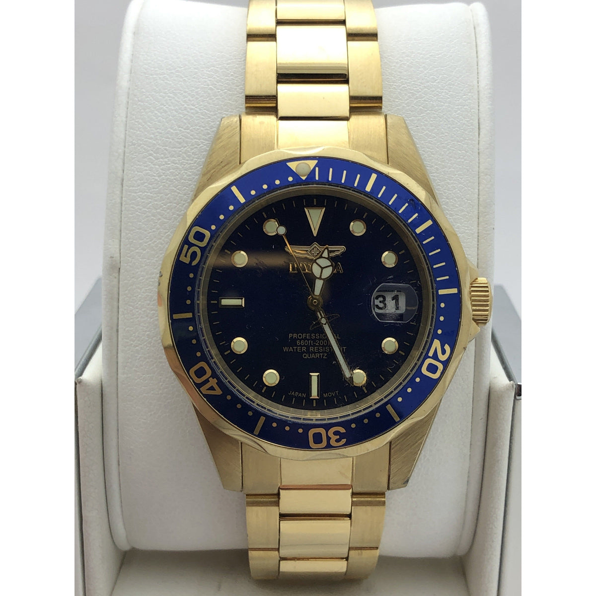 Invicta Men's Blue Dial Gold Tone Stainless Steel Bracelet Quartz Watch 8937