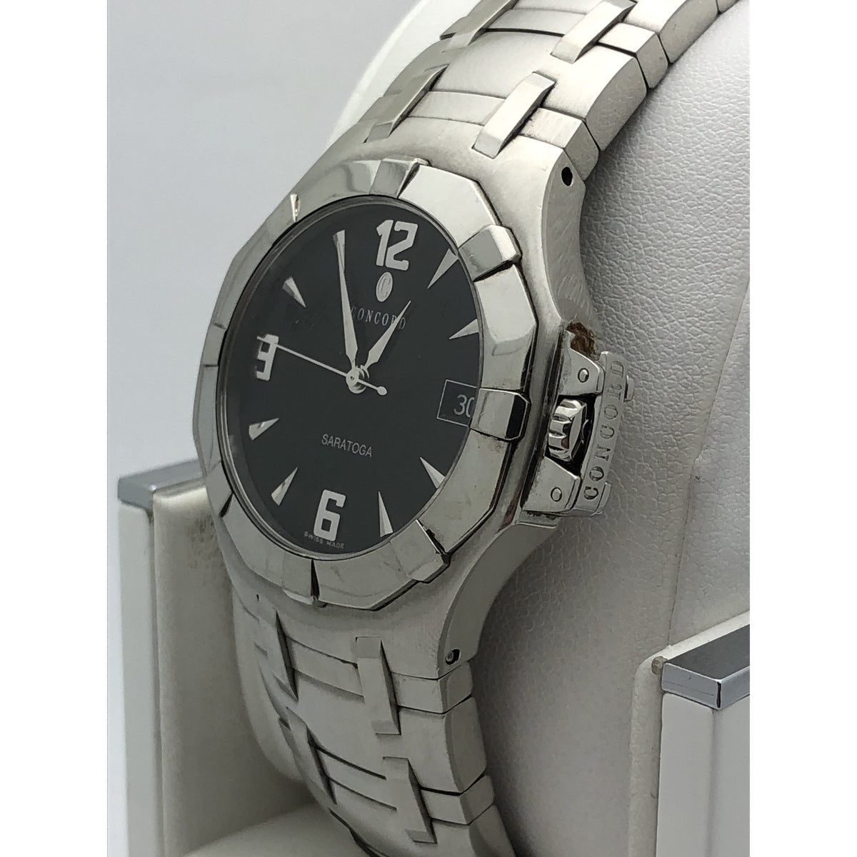 Concord Saratoga Men's Black Dial Stainless Steel Bracelet Watch 1198622