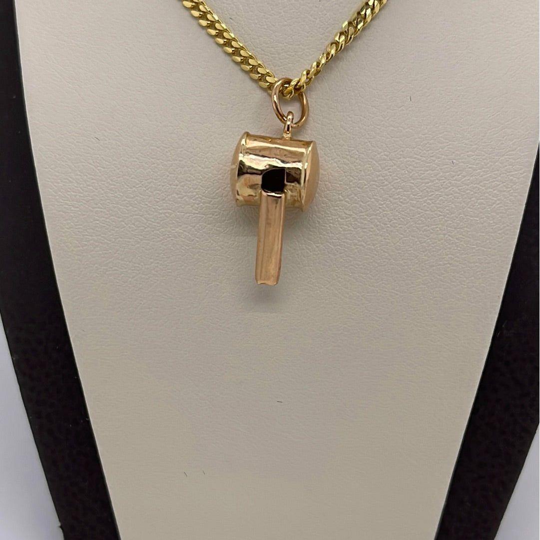 14K Yellow Gold Whistle Charm Pendant P036