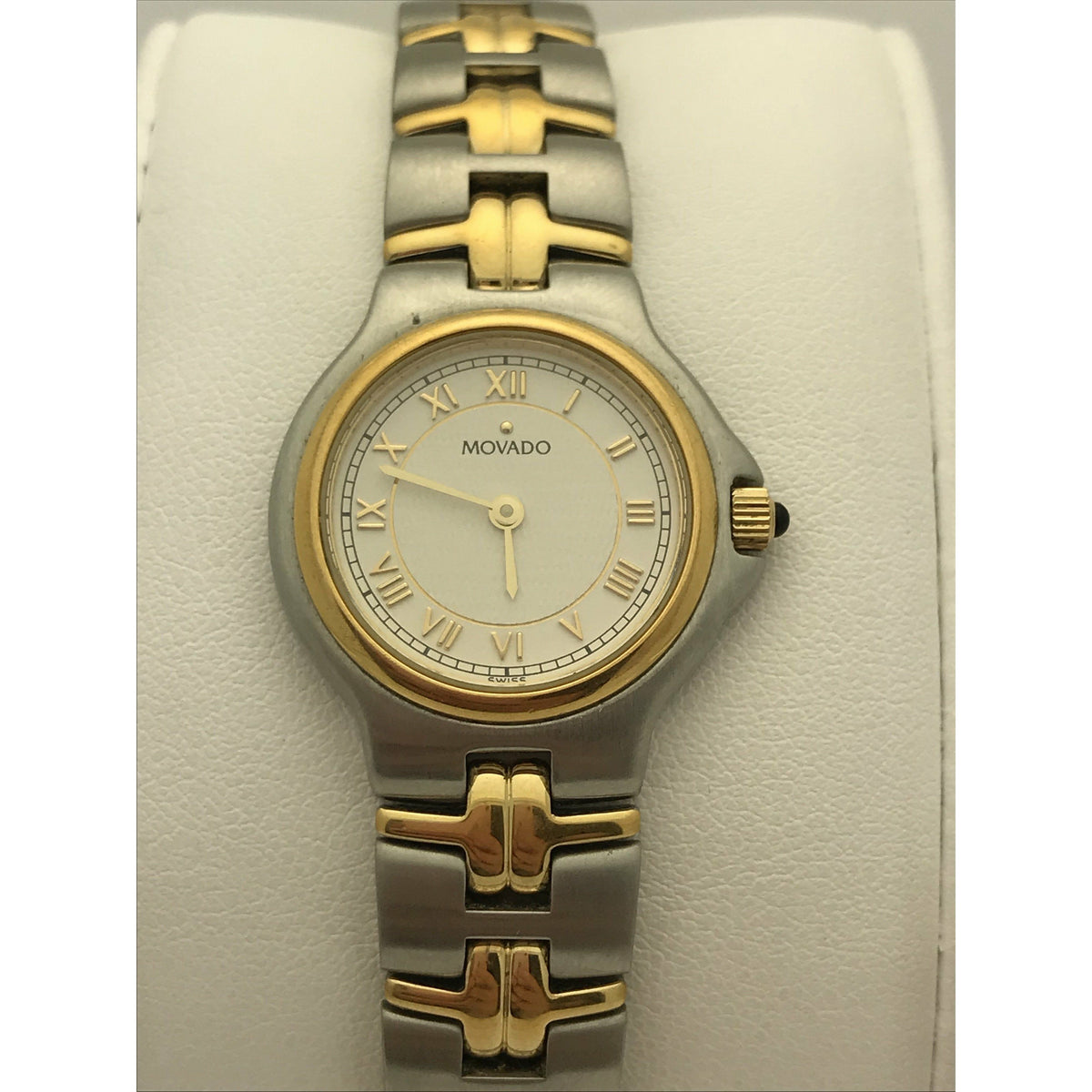 Movado Ladies White Dial Two Tone Stainless Steel Bracelet Watch 0603917