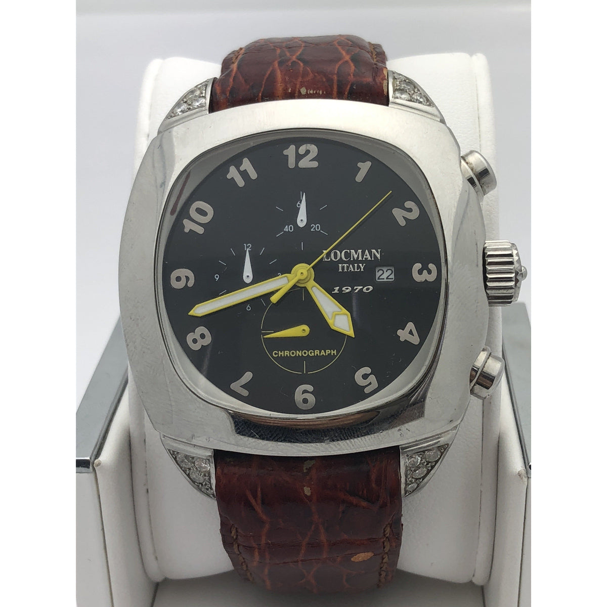 Locman Men's Chronograph Black Dial Stainless Steel Watch 13786
