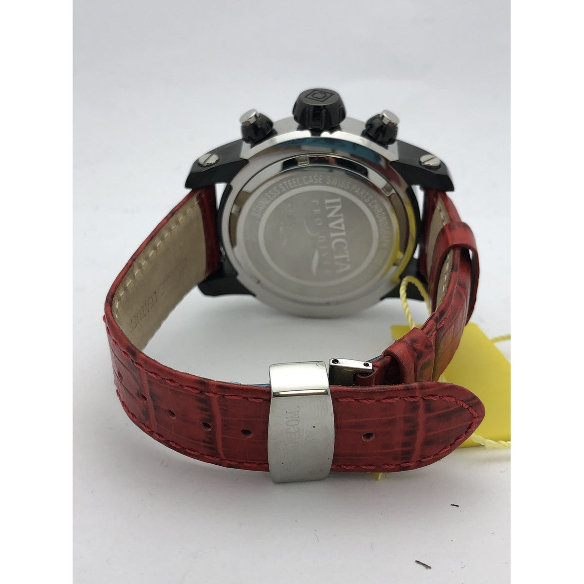 Invicta Pro Diver Men's Silver Tone Dial Red Leather Strap Watch 17808