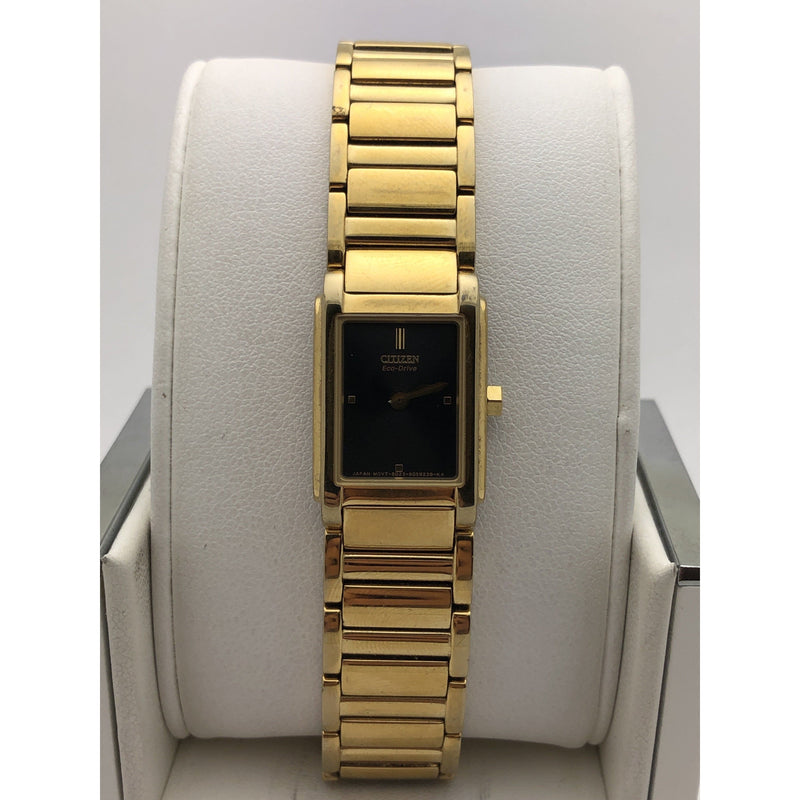 Citizen Ladies Black Dial Gold Stainless Steel Bracelet Watch 650127