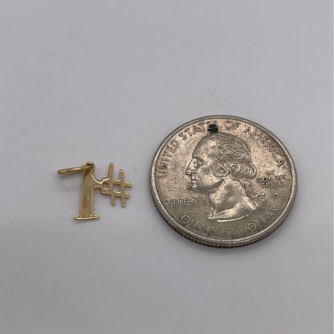 14K Yellow Gold #1 Charm Pendant P047