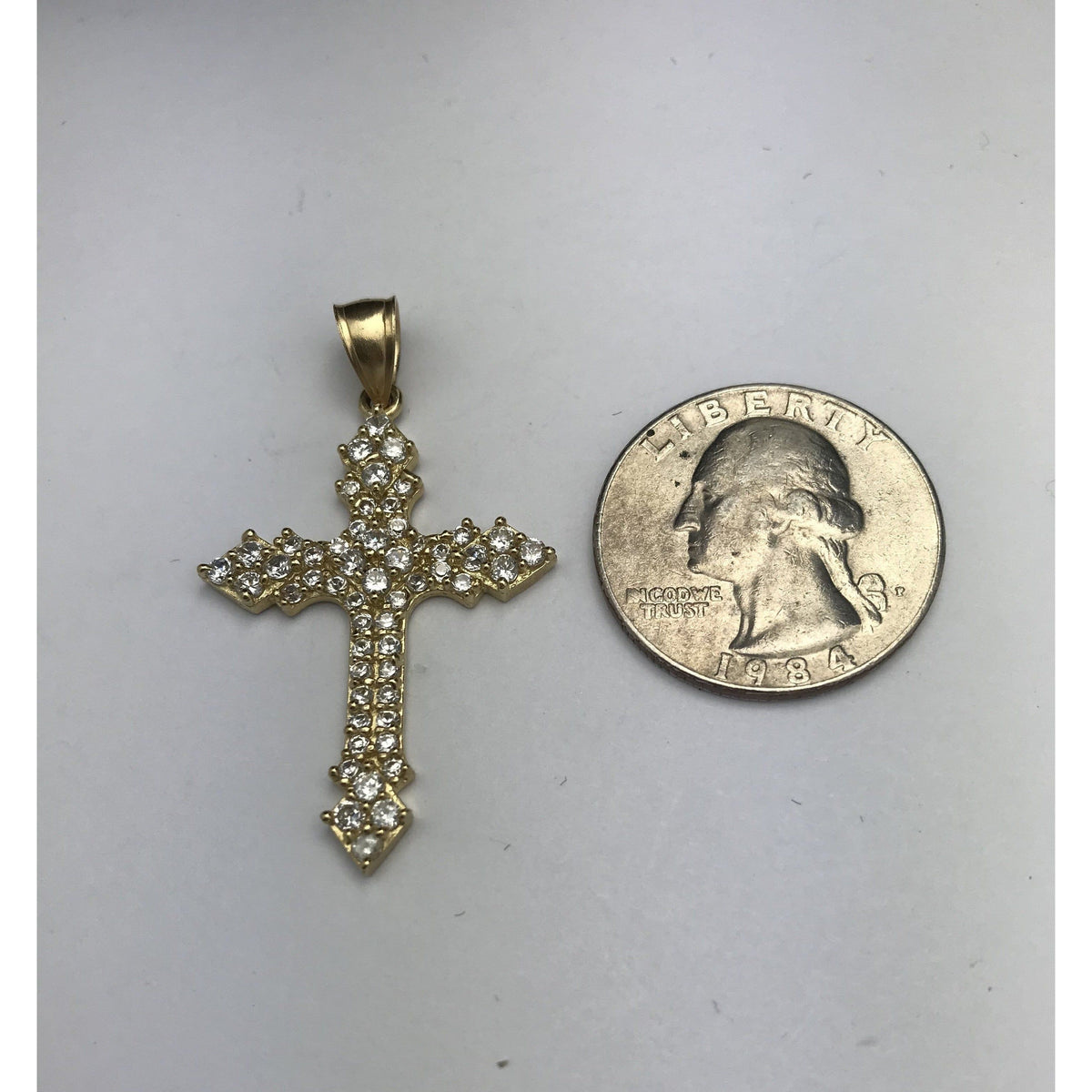 14K Toned Cross with CZ Stones CHAR019