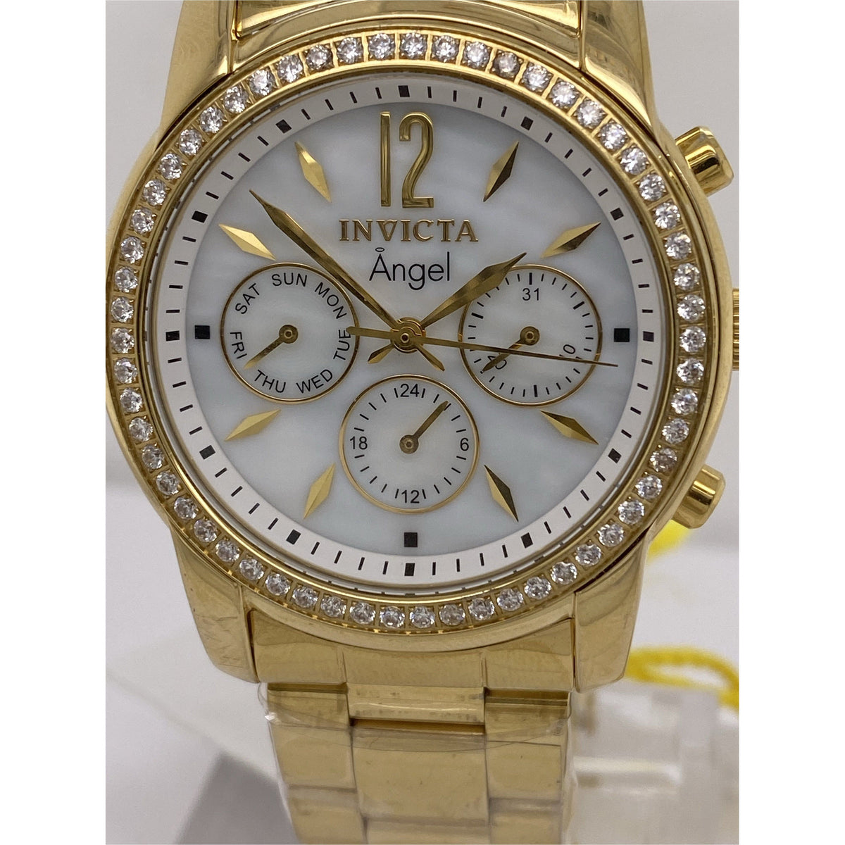 Invicta Angel Ladies White Mother of Pearl Dial Yellow Gold Tone Bracelet Watch 11771