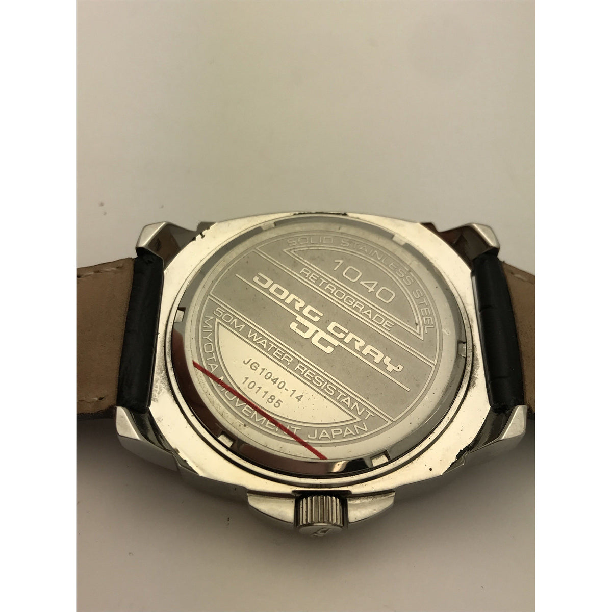 Jorg Gray Men's Square Silver Dial Black Leather Band Watch JG1040-14 101185