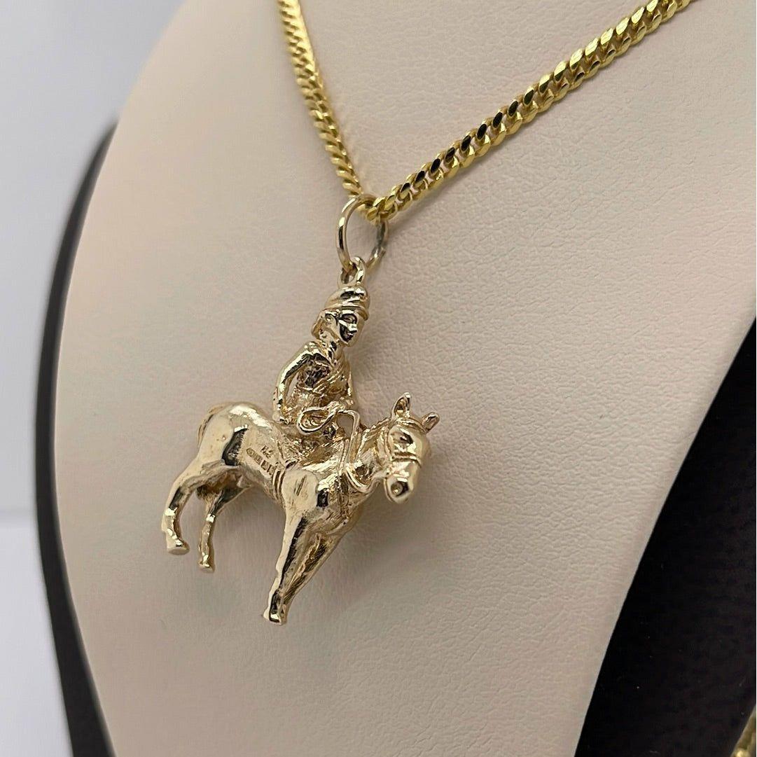 14K Yellow Horse -N-Soldier Charm Pendant P062