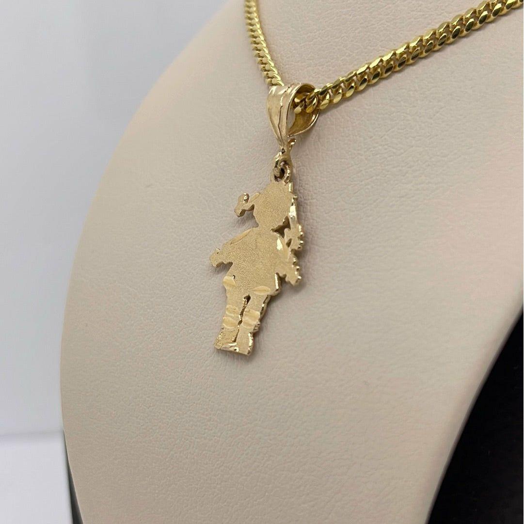 14K Yellow Gril Charm Pendant P063