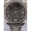 Rolex Ladies Oyster Perpetual Datejust Gray Dial White Gold Fluted Bezel Silver Oyster Bracelet Watch