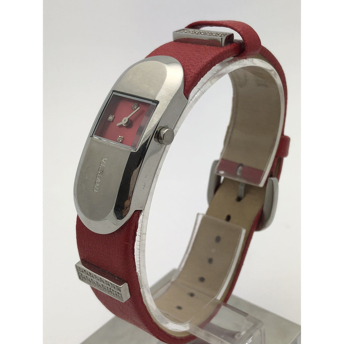 Invicta Ladies Real Diamonds Quartz Red Dial Diamond Markers Watch 2400