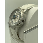 Akribos Ladies Silver Dial White Leather Strap Automatic Watch AK474SS