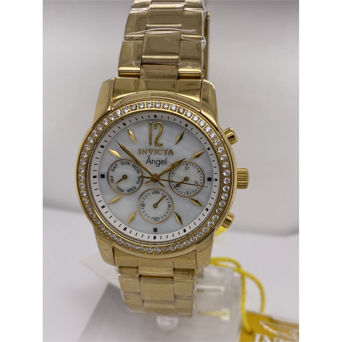 Invicta Angel Ladies White Mother of Pearl Dial Yellow Gold Tone Bracelet Watch 11771