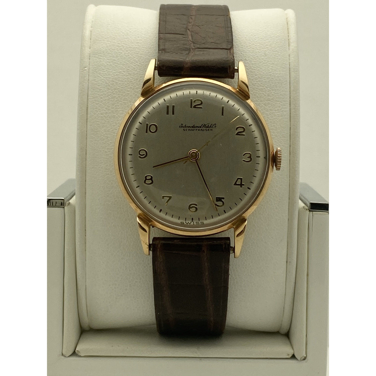 International Watch Schaffhauser 14K Light Rose Gold Leather Strap Watch 1096641