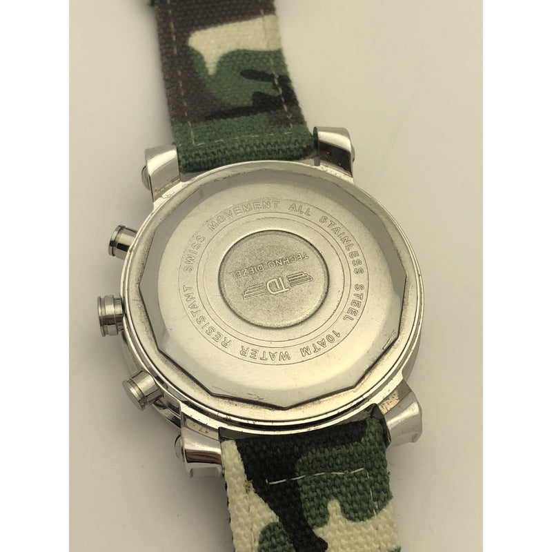Techno Diezel Men's Silver Dial Stainless Steel Camouflage Bracelet Watch 340029