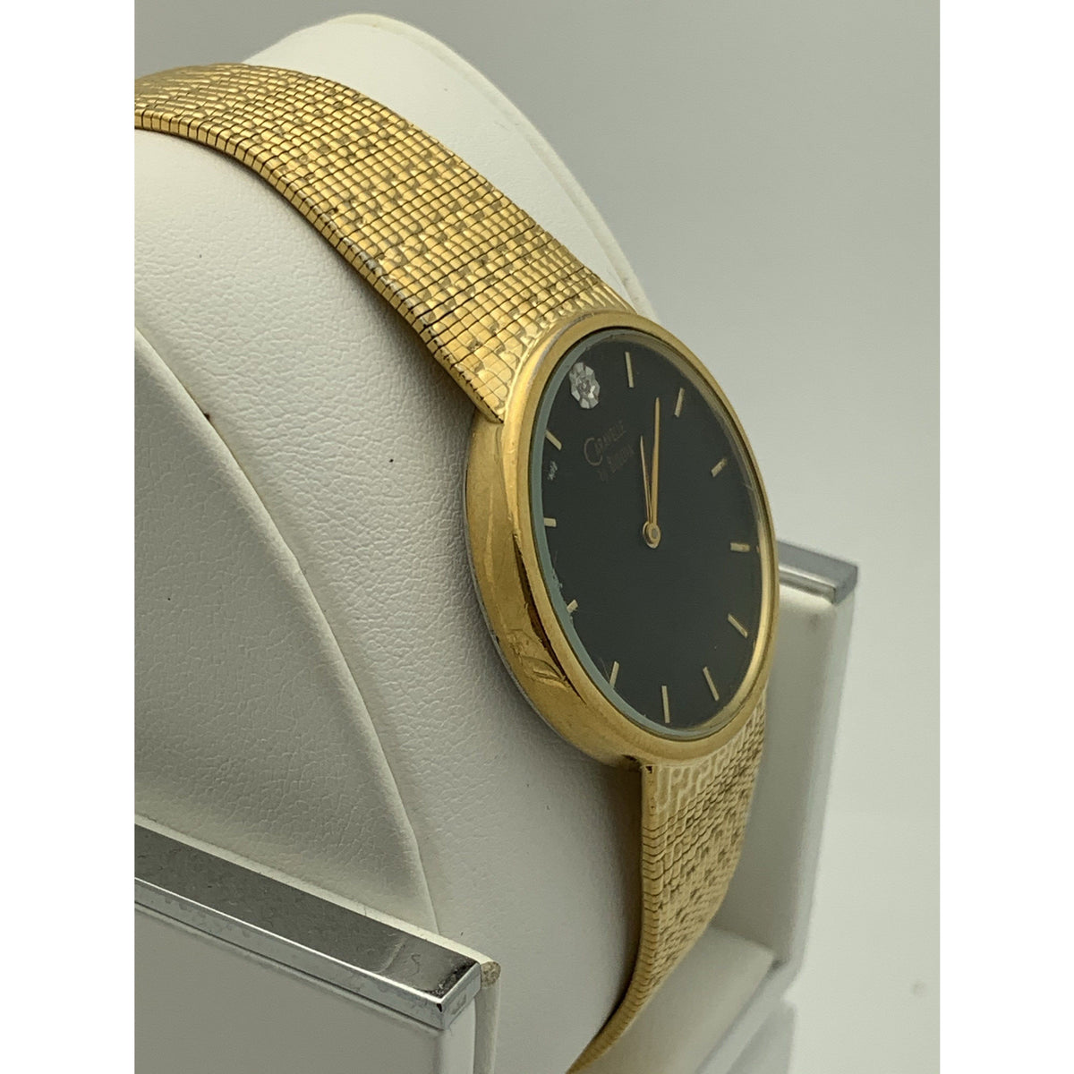 Caravelle by Bulova Unisex Black Dial Gold Tone Stainless Steel Watch 42M21