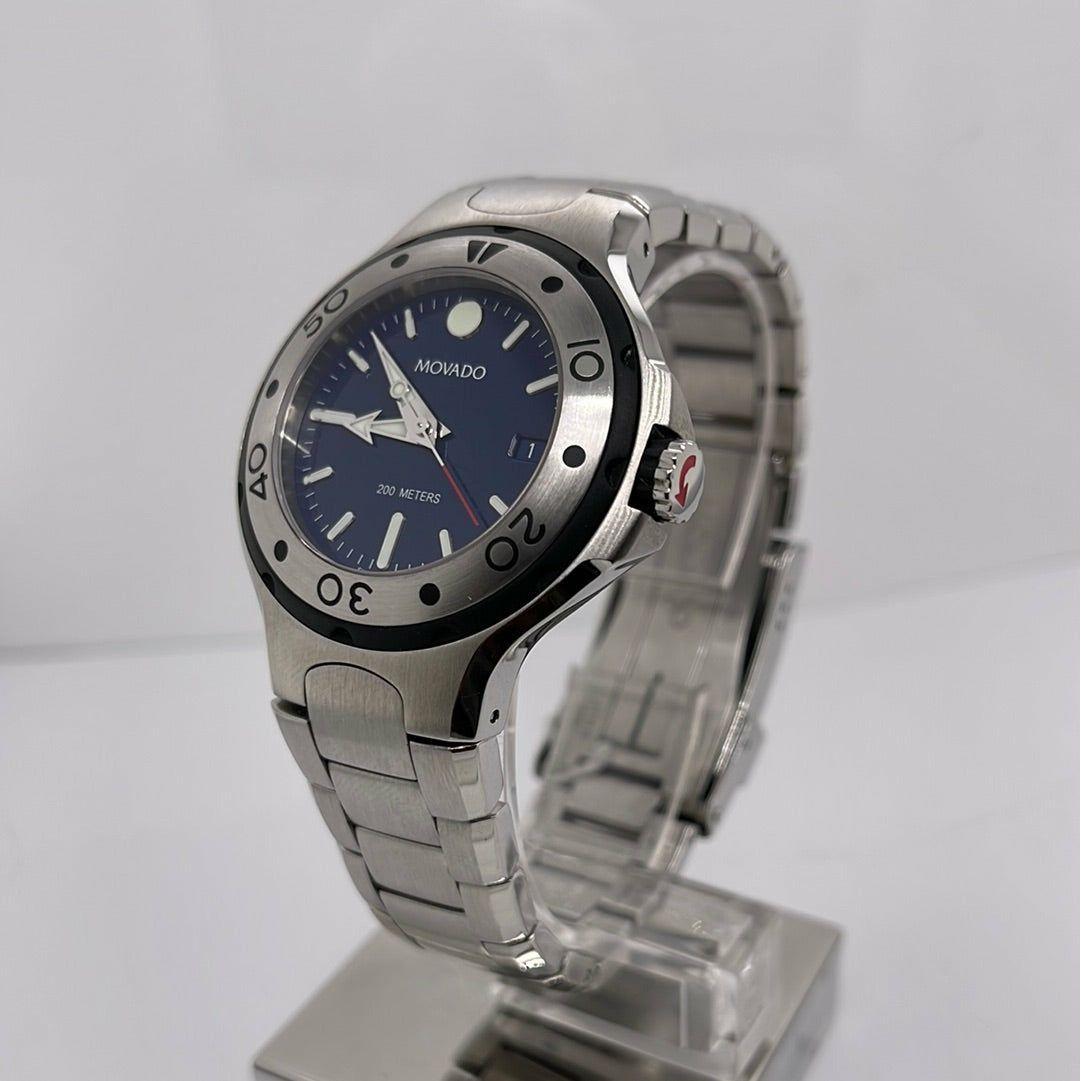 Movado Series 800 Men's Blue Dial Silver Tone Stainless Steel Bracelet Watch 2600013