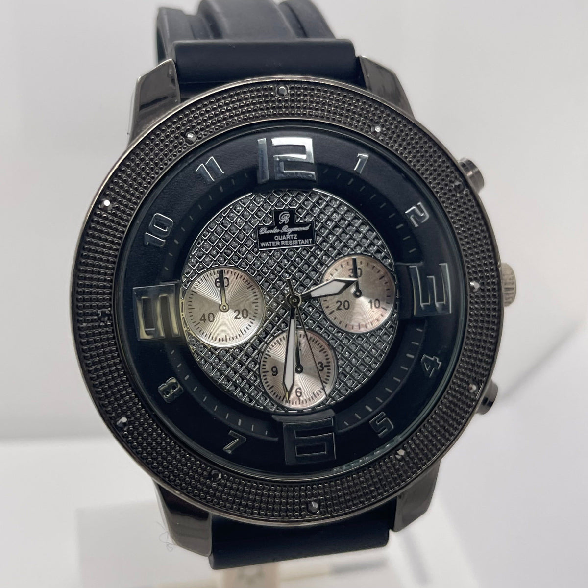 Charles Raymond Men's Black Dial Black Rubber Strap Quartz Watch 5151-LB
