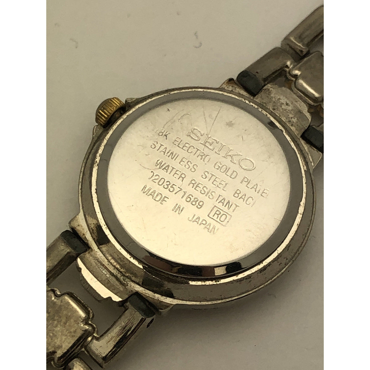Seiko Ladies Quartz Black Dial Two Tone Stainless Steel Bracelet Watch 7203571689