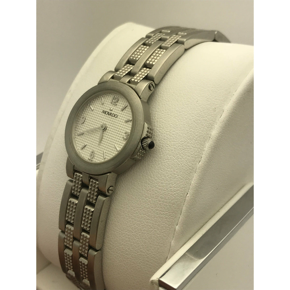 Movado Ladies Silver Tone Dial Stainless Steel Bracelet Watch 060374