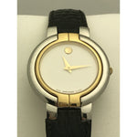 Movado Ladies White Dial Black Leather Strap Watch 0602836