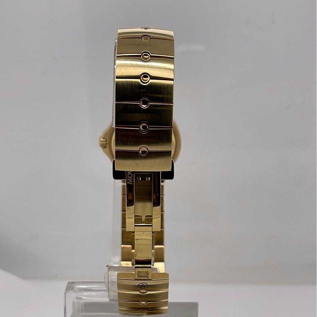 Movado Ladies Sport Edition Mother of Pearl Dial Gold Tone Stainless Steel Bracelet Swiss Quartz Movement Watch 0604727