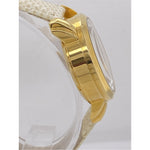 Akribos Ladies Yellow Gold Tone Skeleton Dial Beige Leather Strap Watch AK431YG