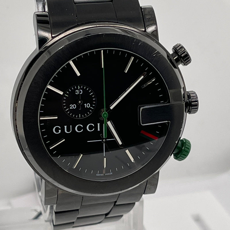 Gucci Men's Black Dial Black Stainless Steel Strap Chronograph Watch 101M